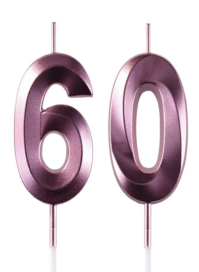 AOOLADA 60 Birthday Candle, 60th Cake Candles, Number 60 Birthday Candles for Cake Topper Decoration, Purple - Image 1